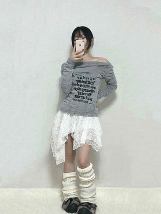 Fairy Lace Asymmetrical Frill Mini Skirt