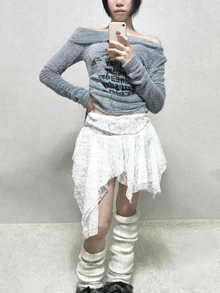 Fairy Lace Asymmetrical Frill Mini Skirt