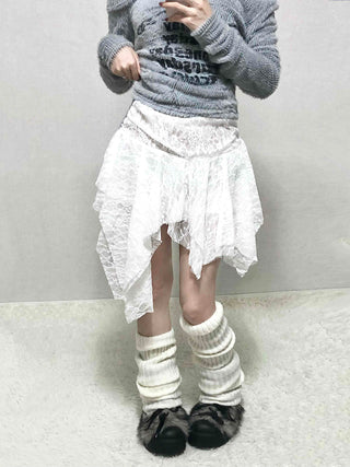 Fairy Lace Asymmetrical Frill Mini Skirt