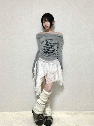 Fairy Lace Asymmetrical Frill Mini Skirt