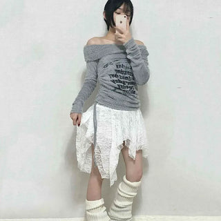 Fairy Lace Asymmetrical Frill Mini Skirt