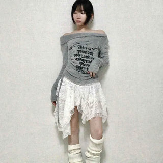 Fairy Lace Asymmetrical Frill Mini Skirt
