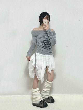 Fairy Lace Asymmetrical Frill Mini Skirt