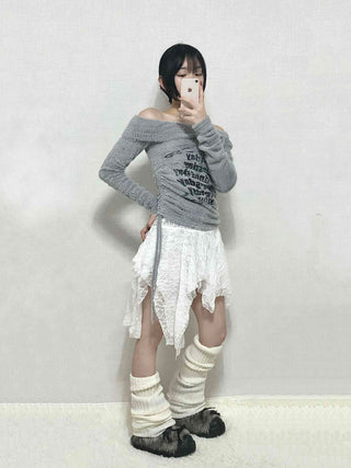Fairy Lace Asymmetrical Frill Mini Skirt