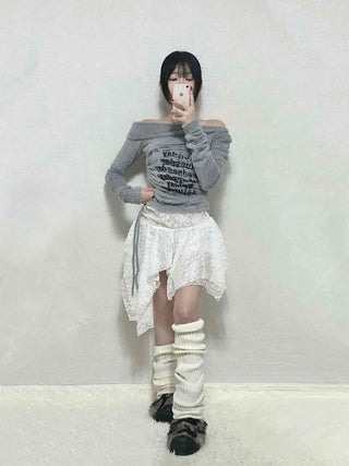 Fairy Lace Asymmetrical Frill Mini Skirt