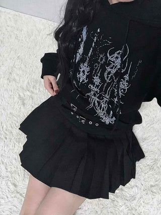Pleated Belted Mini Skirt
