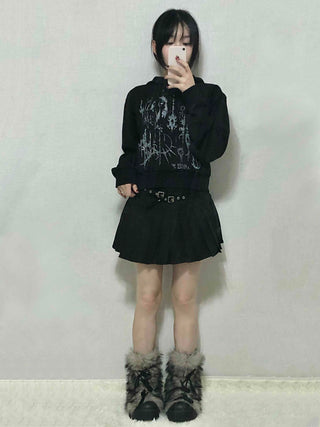 Pleated Belted Mini Skirt