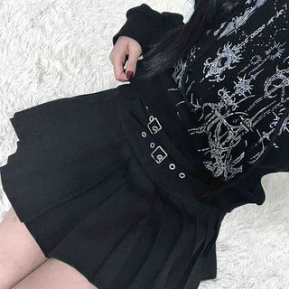 Pleated Belted Mini Skirt