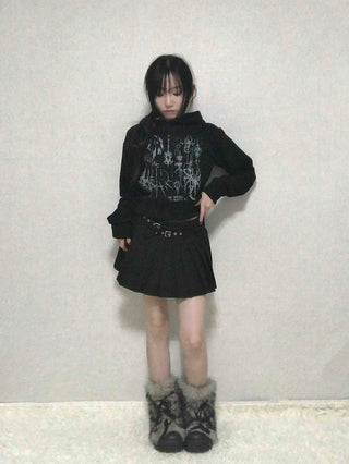Pleated Belted Mini Skirt