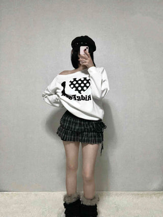 Side Lace-up Check Pleated Mini Skirt
