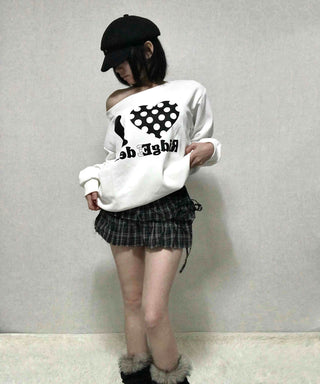 Side Lace-up Check Pleated Mini Skirt