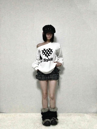 Side Lace-up Check Pleated Mini Skirt