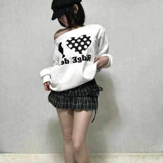 Side Lace-up Check Pleated Mini Skirt