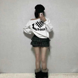 Side Lace-up Check Pleated Mini Skirt