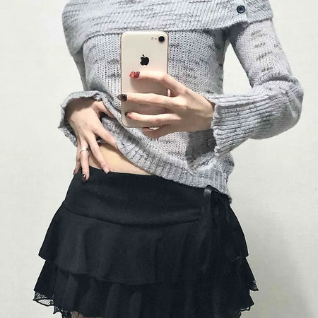 Sweet Lace Triple Tiered Frill Mini Skirt
