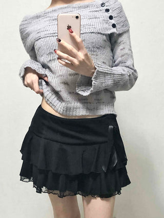 Sweet Lace Triple Tiered Frill Mini Skirt