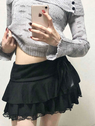 Sweet Lace Triple Tiered Frill Mini Skirt