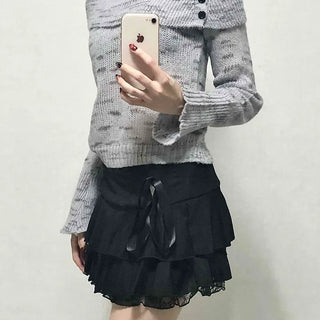 Sweet Lace Triple Tiered Frill Mini Skirt