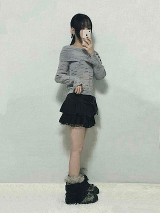Sweet Lace Triple Tiered Frill Mini Skirt