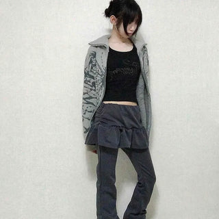 Dark Gorpcore Flare Skirt Leggings Pants