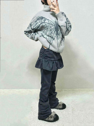 Dark Gorpcore Flare Skirt Leggings Pants