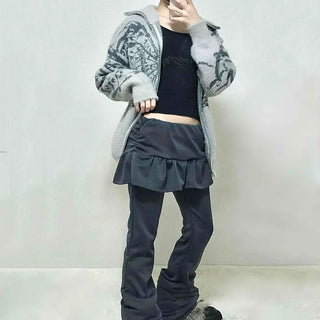 Dark Gorpcore Flare Skirt Leggings Pants