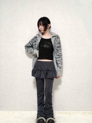 Dark Gorpcore Flare Skirt Leggings Pants