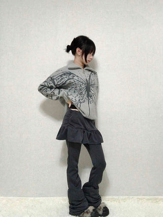 Dark Gorpcore Flare Skirt Leggings Pants