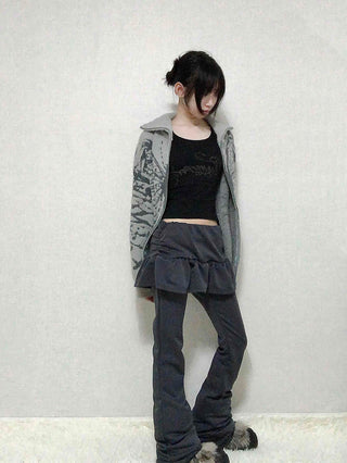 Dark Gorpcore Flare Skirt Leggings Pants