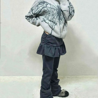 Dark Gorpcore Flare Skirt Leggings Pants