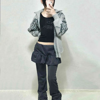 Dark Gorpcore Flare Skirt Leggings Pants