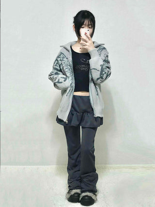 Dark Gorpcore Flare Skirt Leggings Pants