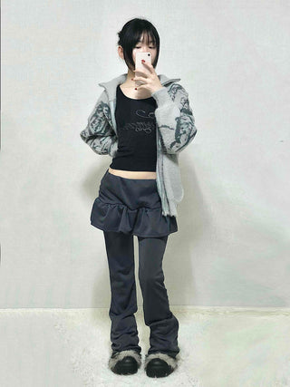 Dark Gorpcore Flare Skirt Leggings Pants