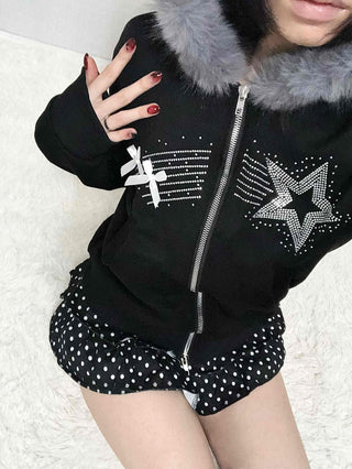 Pearl-trimmed polka dot tiered mini shorts