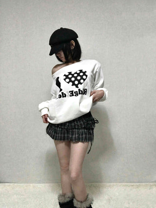 I Love Lettering Print Oversized Long Sweatshirt