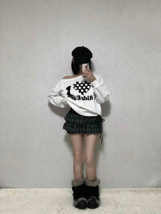I Love Lettering Print Oversized Long Sweatshirt