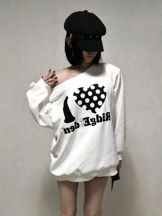 I Love Lettering Print Oversized Long Sweatshirt