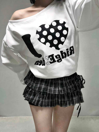 I Love Lettering Print Oversized Long Sweatshirt