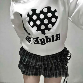 I Love Lettering Print Oversized Long Sweatshirt