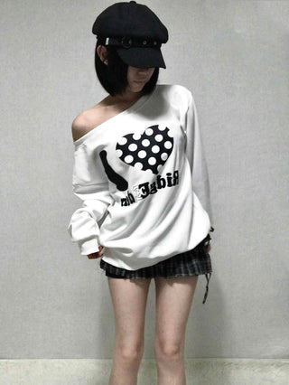 I Love Lettering Print Oversized Long Sweatshirt
