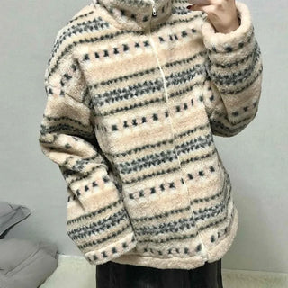Nordic Fair Isle Half-Neck Sherpa Oversized Fleece