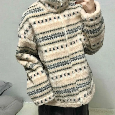 Nordic Fair Isle Half-Neck Sherpa Oversized Fleece