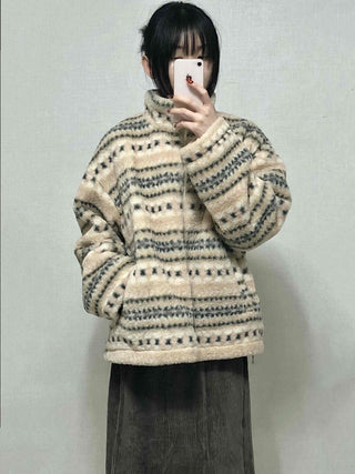 Nordic Fair Isle Half-Neck Sherpa Oversized Fleece