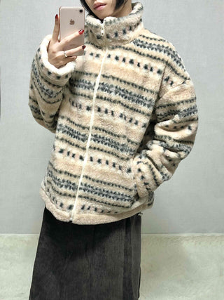 Nordic Fair Isle Half-Neck Sherpa Oversized Fleece