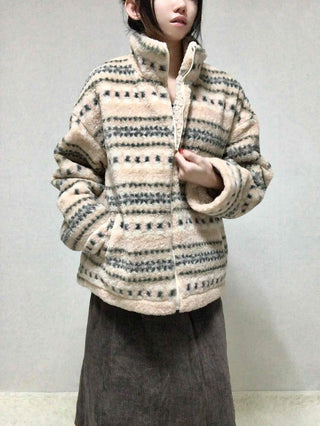 Nordic Fair Isle Half-Neck Sherpa Oversized Fleece