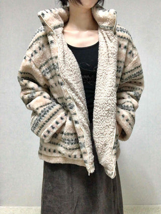 Nordic Fair Isle Half-Neck Sherpa Oversized Fleece