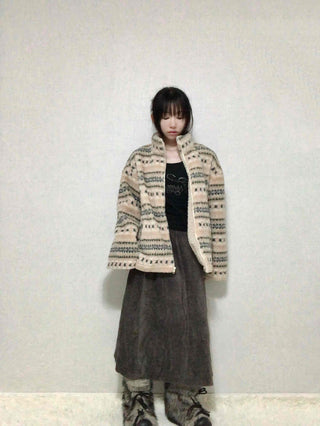 Nordic Fair Isle Half-Neck Sherpa Oversized Fleece