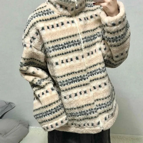 Nordic Fair Isle Half-Neck Sherpa Oversized Fleece