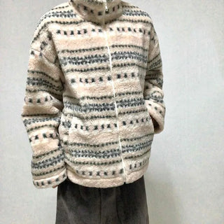 Nordic Fair Isle Half-Neck Sherpa Oversized Fleece
