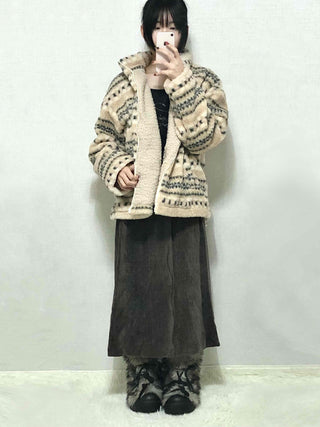 Nordic Fair Isle Half-Neck Sherpa Oversized Fleece